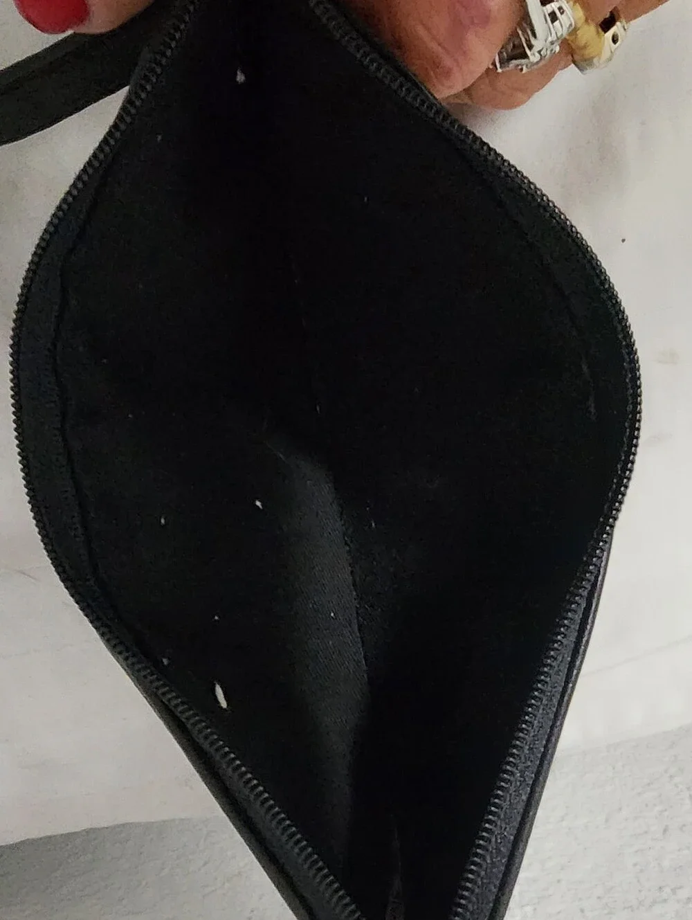 Lodis Black Leather Zip Wallet with Silver Accent